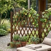 image:imageVINGLI 2 Packs Extendable Garden Fence 2755 Inch Tall Freestanding Accordion Fence Solid Wood Retractable Trellis Instant Fence Pet Grate for Home Patio Yard Garden Carbonized WoodCarbonized Brown with Arched Top