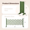 image:imageVINGLI 2 Packs Extendable Garden Fence 2755 Inch Tall Freestanding Accordion Fence Solid Wood Retractable Trellis Instant Fence Pet Grate for Home Patio Yard Garden Carbonized WoodOlive Green with Flat Top