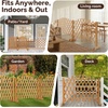 image:imageVINGLI 2 Packs Extendable Garden Fence 2755 Inch Tall Freestanding Accordion Fence Solid Wood Retractable Trellis Instant Fence Pet Grate for Home Patio Yard Garden Carbonized WoodTeak with Arched Top
