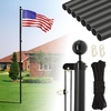 image:imageVINGLI 25FT Heavy Duty Flag Pole Kit for Outside Extra Thick 15mm Aluminum Flagpole w 3x5 USA Flag RustResidential amp Commercial Flag Poles Set for Yard and Garden InGround Display BlackBlack