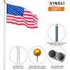 image:imageVINGLI 25FT Heavy Duty Flag Pole Kit for Outside Extra Thick 15mm Aluminum Flagpole w 3x5 USA Flag RustResidential amp Commercial Flag Poles Set for Yard and Garden InGround Display BlackSilver