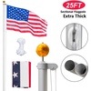 image:imageVINGLI 25FT Heavy Duty Flag Pole Kit for Outside Extra Thick 15mm Aluminum Flagpole w 3x5 USA Flag RustResidential amp Commercial Flag Poles Set for Yard and Garden InGround Display BlackSilver