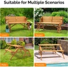 image:imageVINGLI 2in1 Outdoor Wooden Picnic Table and Bench Set with Umbrella Hole  Convertible Design for Garden Patio Porch Deck  Natural Wood