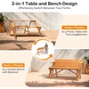 image:imageVINGLI 2in1 Outdoor Wooden Picnic Table and Bench Set with Umbrella Hole  Convertible Design for Garden Patio Porch Deck  Natural Wood