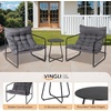 image:imageVINGLI 3  Piece Patio Chair Set with Side Table OutdoorIndoor Chairs with Thick Cushions Heavy Duty 400 LBS Capacity Patio Bistro Set Suit for Garden Yard WhiteGrey