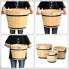 image:imageVINGLI 3 PCS Large Wooden Planter Barrel Set 115Dia 18Dia Real Wood Flower Pot with Drainage Holes Different Sizes Large Garden Container Box Indoor amp Outdoor HoneyHoney