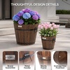 image:imageVINGLI 3 PCS Large Wooden Planter Barrel Set 115Dia 18Dia Real Wood Flower Pot with Drainage Holes Different Sizes Large Garden Container Box Indoor amp Outdoor HoneyCarbonized