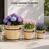 image:imageVINGLI 3 PCS Large Wooden Planter Barrel Set 115Dia 18Dia Real Wood Flower Pot with Drainage Holes Different Sizes Large Garden Container Box Indoor amp Outdoor HoneyHoney