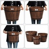 image:imageVINGLI 3 PCS Large Wooden Planter Barrel Set 115Dia 18Dia Real Wood Flower Pot with Drainage Holes Different Sizes Large Garden Container Box Indoor amp Outdoor HoneyCarbonized