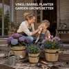 image:imageVINGLI 3 PCS Large Wooden Planter Barrel Set 115Dia 18Dia Real Wood Flower Pot with Drainage Holes Different Sizes Large Garden Container Box Indoor amp Outdoor HoneyHoney