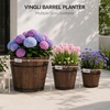 image:imageVINGLI 3 PCS Large Wooden Planter Barrel Set 115Dia 18Dia Real Wood Flower Pot with Drainage Holes Different Sizes Large Garden Container Box Indoor amp Outdoor HoneyCarbonized