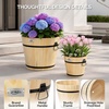 image:imageVINGLI 3 PCS Large Wooden Planter Barrel Set 115Dia 18Dia Real Wood Flower Pot with Drainage Holes Different Sizes Large Garden Container Box Indoor amp Outdoor HoneyHoney