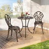 image:imageVINGLI 3 PCS Outdoor Bistro Set Outdoor Patio Set AllWeather Cast Aluminum Bistro Table Set Bistro Table and Chairs Set of 2 for Backyard Garden Balcony Bronze LeafBronze