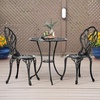 image:imageVINGLI 3 PCS Outdoor Bistro Set Outdoor Patio Set AllWeather Cast Aluminum Bistro Table Set Bistro Table and Chairs Set of 2 for Backyard Garden Balcony Bronze LeafBlack