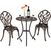 image:imageVINGLI 3 PCS Outdoor Bistro Set Outdoor Patio Set AllWeather Cast Aluminum Bistro Table Set Bistro Table and Chairs Set of 2 for Backyard Garden Balcony Bronze LeafBronze