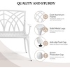 image:imageVINGLI 38 Outdoor Metal Bench Cast Aluminium Garden Bench Weatherproof Antique Finish Orchid Chair 12 Person Seat Deck Furniture for Porch Entryway Patio BlackWhite