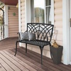 image:imageVINGLI 38 Outdoor Metal Bench Cast Aluminium Garden Bench Weatherproof Antique Finish Orchid Chair 12 Person Seat Deck Furniture for Porch Entryway Patio BlackBlack