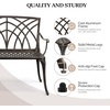 image:imageVINGLI 38 Outdoor Metal Bench Cast Aluminium Garden Bench Weatherproof Antique Finish Orchid Chair 12 Person Seat Deck Furniture for Porch Entryway Patio BlackBrown