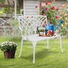 image:imageVINGLI 38 Outdoor Metal Bench Cast Aluminium Garden Bench Weatherproof Antique Finish Orchid Chair 12 Person Seat Deck Furniture for Porch Entryway Patio BlackWhite
