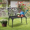 image:imageVINGLI 38 Outdoor Metal Bench Cast Aluminium Garden Bench Weatherproof Antique Finish Orchid Chair 12 Person Seat Deck Furniture for Porch Entryway Patio BlackBlack