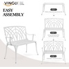 image:imageVINGLI 38 Outdoor Metal Bench Cast Aluminium Garden Bench Weatherproof Antique Finish Orchid Chair 12 Person Seat Deck Furniture for Porch Entryway Patio BlackWhite