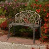 image:imageVINGLI 385 Patio Park Garden Outdoor Metal Rose Bench 2Person Cast Iron Cast Aluminium Frame Antique Finish ChairAccented Lawn Front Porch Path Yard Decor Deck Furniture White ButterflyBronze