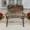 image:imageVINGLI 385 Patio Park Garden Outdoor Metal Rose Bench 2Person Cast Iron Cast Aluminium Frame Antique Finish ChairAccented Lawn Front Porch Path Yard Decor Deck Furniture White ButterflyBronze