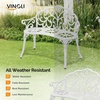 image:imageVINGLI 385 Patio Park Garden Outdoor Metal Rose Bench 2Person Cast Iron Cast Aluminium Frame Antique Finish ChairAccented Lawn Front Porch Path Yard Decor Deck Furniture White ButterflyWhite