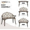 image:imageVINGLI 385 Patio Park Garden Outdoor Metal Rose Bench 2Person Cast Iron Cast Aluminium Frame Antique Finish ChairAccented Lawn Front Porch Path Yard Decor Deck Furniture White ButterflyBronze