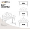image:imageVINGLI 385 Patio Park Garden Outdoor Metal Rose Bench 2Person Cast Iron Cast Aluminium Frame Antique Finish ChairAccented Lawn Front Porch Path Yard Decor Deck Furniture White ButterflyWhite