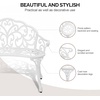 image:imageVINGLI 385 Patio Park Garden Outdoor Metal Rose Bench 2Person Cast Iron Cast Aluminium Frame Antique Finish ChairAccented Lawn Front Porch Path Yard Decor Deck Furniture White ButterflyWhite
