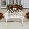 image:imageVINGLI 385 Patio Park Garden Outdoor Metal Rose Bench 2Person Cast Iron Cast Aluminium Frame Antique Finish ChairAccented Lawn Front Porch Path Yard Decor Deck Furniture White ButterflyWhite