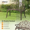 image:imageVINGLI 385 Patio Park Garden Outdoor Metal Rose Bench 2Person Cast Iron Cast Aluminium Frame Antique Finish ChairAccented Lawn Front Porch Path Yard Decor Deck Furniture White ButterflyBronze