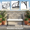 image:imageVINGLI 387in Cast Iron Outdoor Bench with Cushion All Weather Resistant Metal Bench with Curved Armrests and Butterfly Pattern Backrest 12 Person Patio Bench for Garden Porch Park Yard BlackBlack