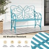 image:imageVINGLI 387in Cast Iron Outdoor Bench with Cushion All Weather Resistant Metal Bench with Curved Armrests and Butterfly Pattern Backrest 12 Person Patio Bench for Garden Porch Park Yard BlackBlue