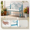 image:imageVINGLI 387in Cast Iron Outdoor Bench with Cushion All Weather Resistant Metal Bench with Curved Armrests and Butterfly Pattern Backrest 12 Person Patio Bench for Garden Porch Park Yard BlackBlue