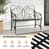 image:imageVINGLI 387in Cast Iron Outdoor Bench with Cushion All Weather Resistant Metal Bench with Curved Armrests and Butterfly Pattern Backrest 12 Person Patio Bench for Garden Porch Park Yard BlackBlack