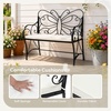 image:imageVINGLI 387in Cast Iron Outdoor Bench with Cushion All Weather Resistant Metal Bench with Curved Armrests and Butterfly Pattern Backrest 12 Person Patio Bench for Garden Porch Park Yard BlackBlack