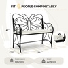 image:imageVINGLI 387in Cast Iron Outdoor Bench with Cushion All Weather Resistant Metal Bench with Curved Armrests and Butterfly Pattern Backrest 12 Person Patio Bench for Garden Porch Park Yard BlackBlack