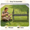 image:imageVINGLI 387in Cast Iron Outdoor Bench with Cushion All Weather Resistant Metal Bench with Curved Armrests and Butterfly Pattern Backrest 12 Person Patio Bench for Garden Porch Park Yard BlackBlack