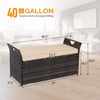 image:imageVINGLI 40 Gallon Wicker Storage Bench Patio Cushion Storage Box with Side Handles Rattan Deck Box for Garden Tools Cushions Outdoor Patio Deck Box for Garden Poolside GreyBrown