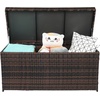 image:imageVINGLI 40 Gallon Wicker Storage Bench Patio Cushion Storage Box with Side Handles Rattan Deck Box for Garden Tools Cushions Outdoor Patio Deck Box for Garden Poolside GreyChestnut