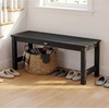 image:imageVINGLI 40in Outdoor HDPE Bench Weatherproof Porch Bench with Wood Grain Texture amp Stainless Steel Hardware Heavy Duty Support 660lbs 12 Person Backless Seat for Garden Patio Entryway BlackBlack