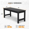 image:imageVINGLI 40in Outdoor HDPE Bench Weatherproof Porch Bench with Wood Grain Texture amp Stainless Steel Hardware Heavy Duty Support 660lbs 12 Person Backless Seat for Garden Patio Entryway BlackBlack