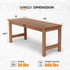 image:imageVINGLI 40in Outdoor HDPE Bench Weatherproof Porch Bench with Wood Grain Texture amp Stainless Steel Hardware Heavy Duty Support 660lbs 12 Person Backless Seat for Garden Patio Entryway BlackTeak