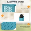 image:imageVINGLI 40in Outdoor Metal Bench AllWeathe Backless Patio Bench with Slatted SeatFloral Side Panels RustResistant Garden Bench Weatherproof Outdoor Seating for Porch Entryway Backyard GreenBlue