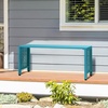 image:imageVINGLI 40in Outdoor Metal Bench AllWeathe Backless Patio Bench with Slatted SeatFloral Side Panels RustResistant Garden Bench Weatherproof Outdoor Seating for Porch Entryway Backyard GreenBlue
