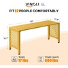 image:imageVINGLI 40in Outdoor Metal Bench AllWeathe Backless Patio Bench with Slatted SeatFloral Side Panels RustResistant Garden Bench Weatherproof Outdoor Seating for Porch Entryway Backyard GreenYellow
