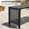 image:imageVINGLI 40in Outdoor Metal Bench AllWeathe Backless Patio Bench with Slatted SeatFloral Side Panels RustResistant Garden Bench Weatherproof Outdoor Seating for Porch Entryway Backyard GreenBlack