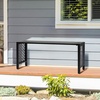 image:imageVINGLI 40in Outdoor Metal Bench AllWeathe Backless Patio Bench with Slatted SeatFloral Side Panels RustResistant Garden Bench Weatherproof Outdoor Seating for Porch Entryway Backyard GreenBlack
